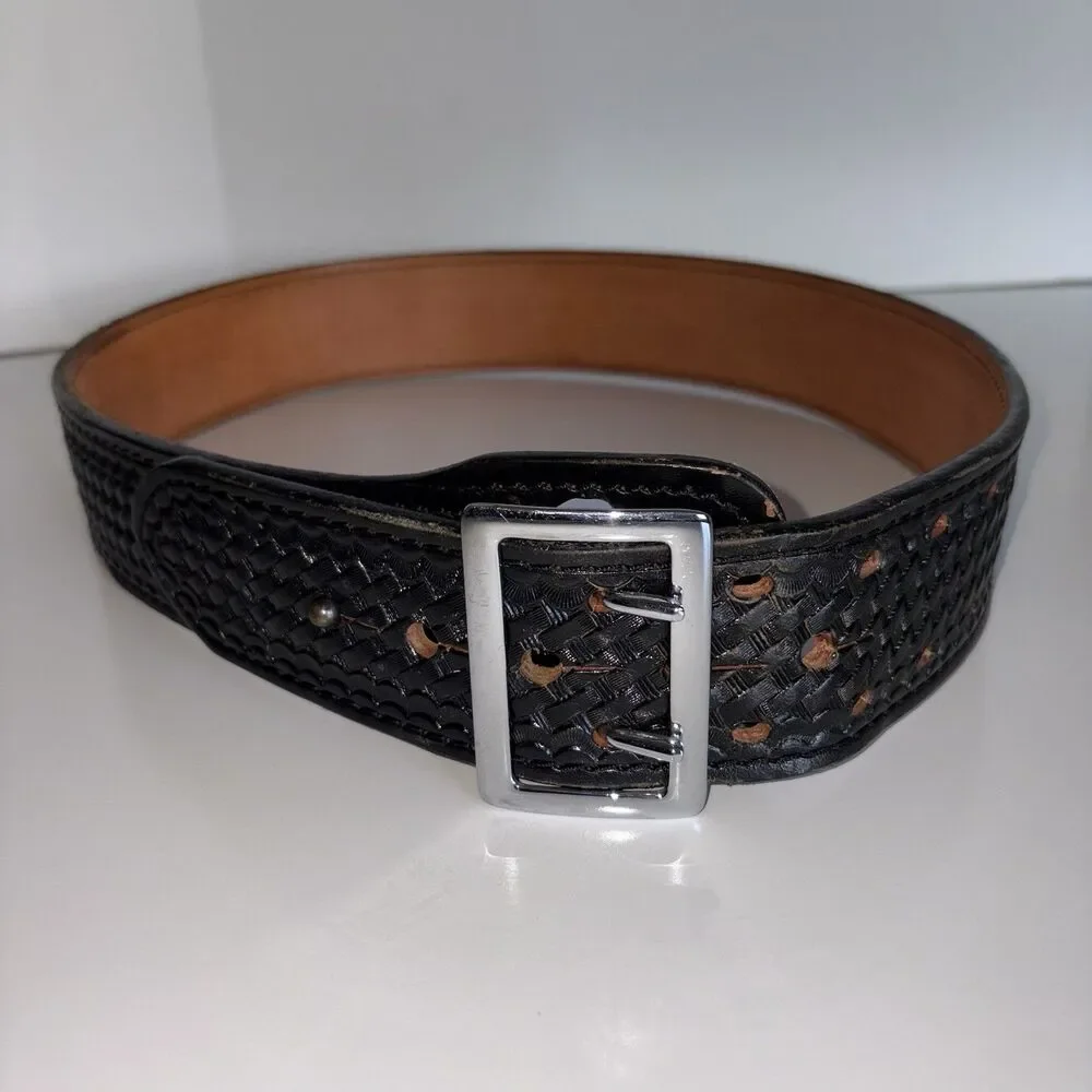 Dutyman Basketweave Full Grain Leather Belt 1021U Size 34 Police Officer Uniform